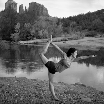 Cathedral Rock Yoga Pose in Black and White